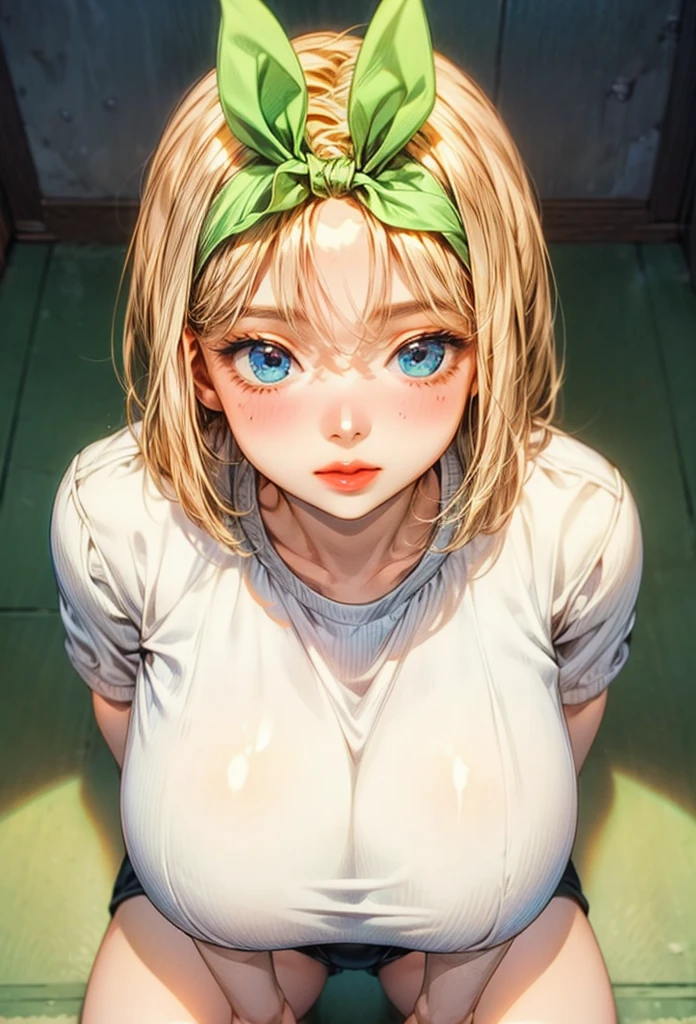 1 girl, cute blonde girl, Bangs Hair, dress with great sexy neckline, cyan eyes, ultra realistic soft skin, extreme detail, great masterpiece, 8k, Photography, studio light, ultra realistic lighting, very realistic ray tracing, Photo and gross, Photo studio, perfect and detailed cute face, Perfect details of adolescence, bad luckos prominentes firmes, bad luckos firmes, bad luckos grandes,busty ,bad luckos grandes,bad luck