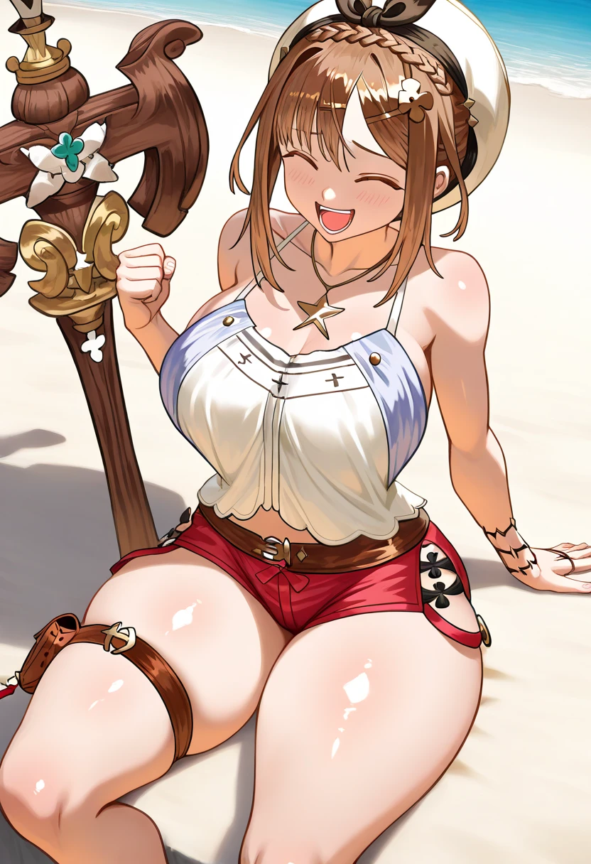 masterpiece, best quality, beautiful art, high resolution, well formed hands, body and fingers, 1 woman, solo, Mamako Oosuki, grown up, arabian belly dancer, adult, large and round breasted, (perfect hands and fingers:1.5) cleavage, hair ribbon, full body picture, sexy and skimpy outfit , gorgeous legs and thighs , fighting in a combat match, showing her fighting skills, making her guard, about to hit the viewer, looking at the viewer,   sweating, bouncing breasts, smiling joyfully and brightly, being confident and proud, action and fighting scene, fighting cage on beach environment     