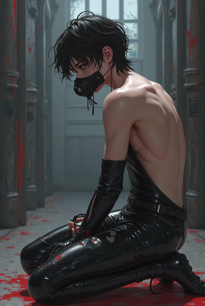 8k wallpaper, best quality, masterpiece, a boy, males only, gay, (cry out loud:1.2),(screaming in pain:1.2), collar with chains, nude, black short hair, humiliated, wet, (flat chested:1.2), (gangbang:1.2), bdsm, punishment, slave,raped, semen,on all fours