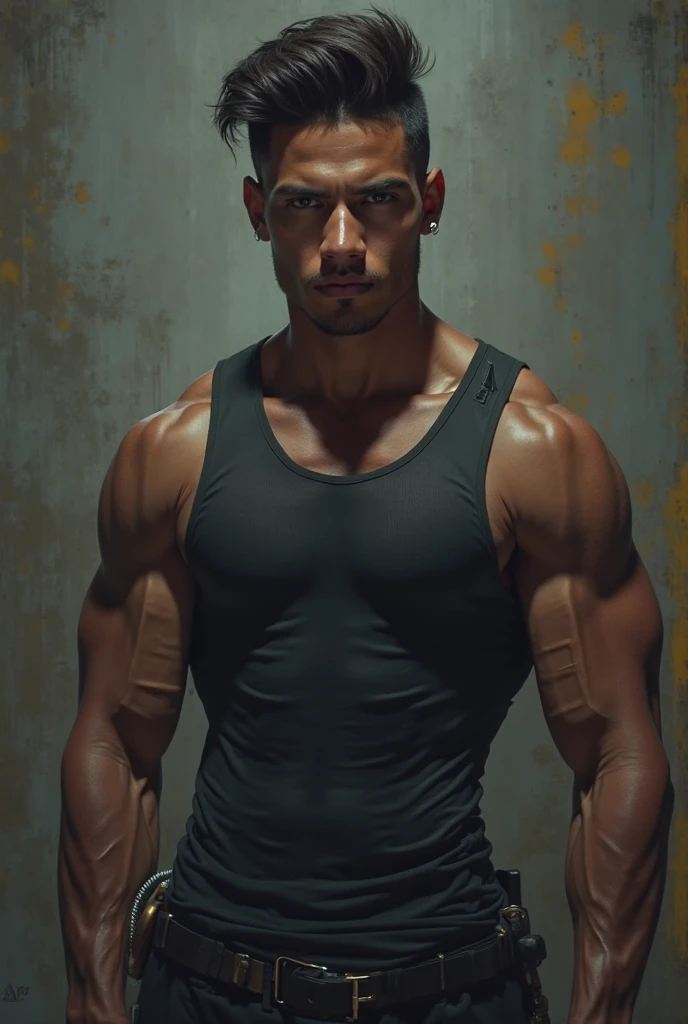 A muscular man with a proud expression, epic cinematic lighting, dynamic pose, 6 pack abs, detailed facial features, hyper realistic, dramatic lighting, vibrant colors, high contrast, intricate details, seamless 3d rendering, 8k resolution, best quality, ultra-detailed, photorealistic, intense shadows, dramatic atmosphere, beautifully lit, chiaroscuro lighting, volumetric lighting, cinematic composition, rule of thirds, dramatic angle, heroic, powerful, Tamil typography, YouTube short video style
