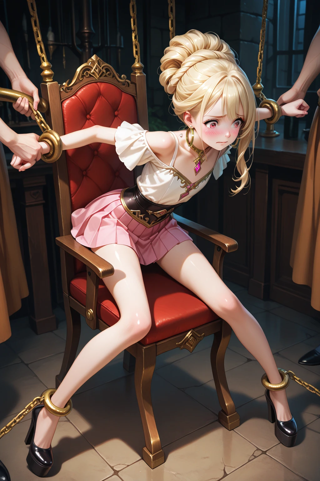 (masterpiece:1.2) (best quality) (detailed) (intricate) (8k) (HDR) (wallpaper) (cinematic lighting) (sharp focus)
 ADDCOMM ,,<lora:Zaun:1>,
ADDROW ,( 1girl),Peach sitting on pink throne,pink dress, smirking confidently, looking down at the viewer, spread legs, from bellow, plunging v-neck dress, high heeled boots, black stockings, fur, fantasy, detailed background, throne room ,<lora:princessPeachCharacter_v10:1>,sit next to rosalina ,
ADDCOL , ,<lora:Bilgewater V2:1>
