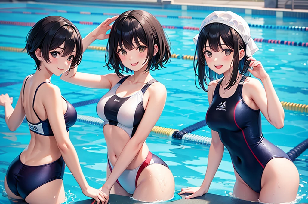 (((masterpiece, Highest quality, High resolution, 超High resolution, Perfect Pixel, Depth of written boundary, 4K, RTTX 10.0))), Beautiful Anime Woman, Beautiful art style, Anime characters, ((Smooth texture, Realistic texture, Anime CG Style)), Cinematic, Realistic, Extremely detailed CG, Daytime lighting, Perfect lighting, Best Shadow, The best natural light, ((Back view of five women wearing panties standing side by side, Only the butt:1.5)), (Sexy and cute blue panties, Sexy and cute red panties, Sexy and cute purple panties, Sexy and cute light blue panties:1.3), ((Shiny satin side-tie full-back panties, Panties with lace trim around the edges:1.3), naked, Ass in panties, Angle from directly behind, Close-up angle of the butt, Brown Hair, (Poolside, Resort Pool, blue sky, Tropical Tree:1.2)