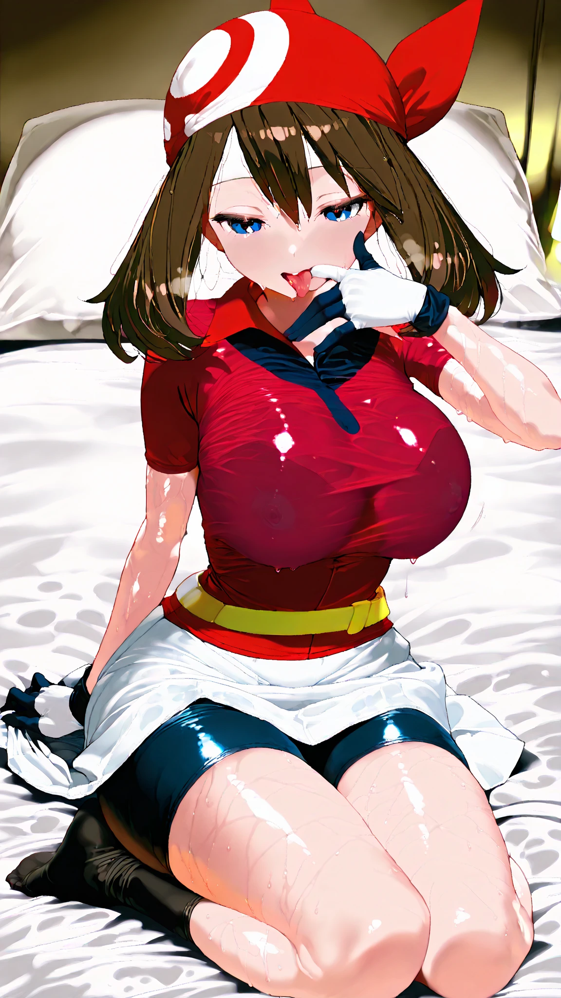 lumen reflection, Natural lighting, Evocative, Triad color scheme, Cowboy shot, elegant, voluptuous:0.6, view the viewer, 1girl in, Female, Solo, Blush, Open mouth, tusks, sfv, touko, Brown hair, Medium hair, Blue eyes, hijabi sluty, Red bandana, shirt, Red shirt, short sleeved shirt, Skirt, White skirt, Mini skirt, Shorts, Dark blue shorts, bike shorts, Shorts under the skirt, mitts, White gloves, huge tit, Plump crotch, Fitness model, Ruddy cheeks, perspire, Sweaty, The whole body is soaked with clothes, Wheezing, Mouth open, Reveal a shy and nervous expression, cleavage, Stand in dim light、in a crowded train, Caught by a group of men, grabbing the breasts, A crowd stared at her intently, A lot of male arms, POV hands, assisted exposure, pulled by another, lifted by another, undressing another, Catch, Pulling, clothes pull, bra pull, Shirt pull, was raped, ((She was held from behind by a man:1.5)), ((The man approached her chest，Stick out her tongue:1.5)),  ((She was grabbed by the chest by a large group of men:1.5)),  ((The man presses his chest against the woman's back:1.5)), ((She was grabbed by a large group of men on the buttocks:1.5)), ((very large crowd of men around her:1.5)), ((A group of people are all men)), full bodyesbian