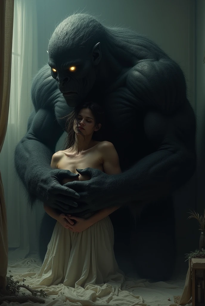 "((obra maestra))(The best lighting, alto contraste, oscuro, dramatic, Acabado fotorrealista),(Red Lingeri),(mujer abraza a Cthulhu), viejos gritando, insectos, Spiders, gorilas, Serpientes. Luz Caravaggio"