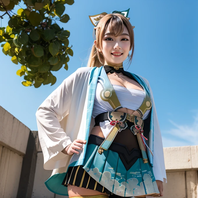 1girl, solo,hina (genshin impact),animal ears,dog ears,kimono,  japanese clothes, long hair, (fox tail:1.2), breasts, brown hair, multicolored hair, blue eyes, black gloves, ,gloves,
looking at viewer, full body, at camera,girl explores ruins of church, cinematic lighting,masterpiece, best quality, 
<lora:koreanDollLikenesss_v10:0.4>   
 <lora:hinaGenshinImpact_v10:1>
