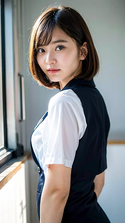 (8K, RAW Photos, Highest quality, masterpiece:1.2), (Realistic, photo-Realistic:1.37), Super detailed,
1 Girl,cute, alone,Beautifully detailed skies,Detailed Cafe,night,Sitting,Date,(Red nose),(smile:1.1),(Mouth closed),Large Breasts, seductive smile, Large opening, Professional Lighting, Sony A7R4, Zesse 50mm F1.8,
Medium chest,Beautiful attention to detail,(Collared shirt:1.1), bow tie,Pleated skirt,(short hair:1.2),Floating Hair