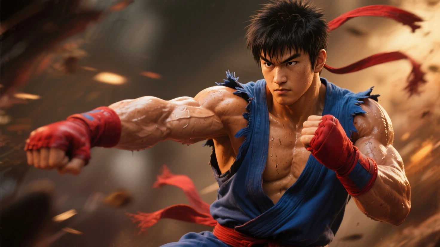 edblstyle, man performing a jump kick, highly detailed, black background, in motion, dramatic light, 
 <lora:Enter_Dragon_v2:0.8>