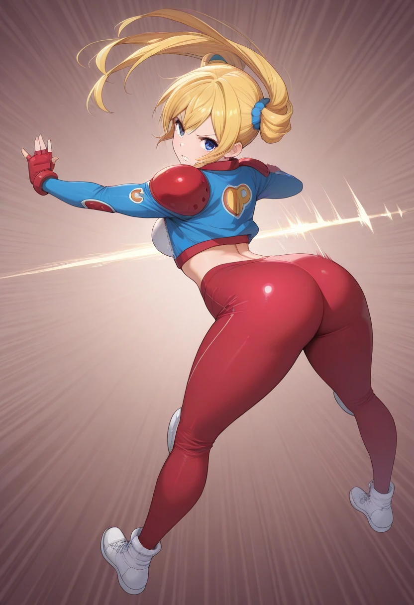 A gymnast with clothes showing their pussy and ass