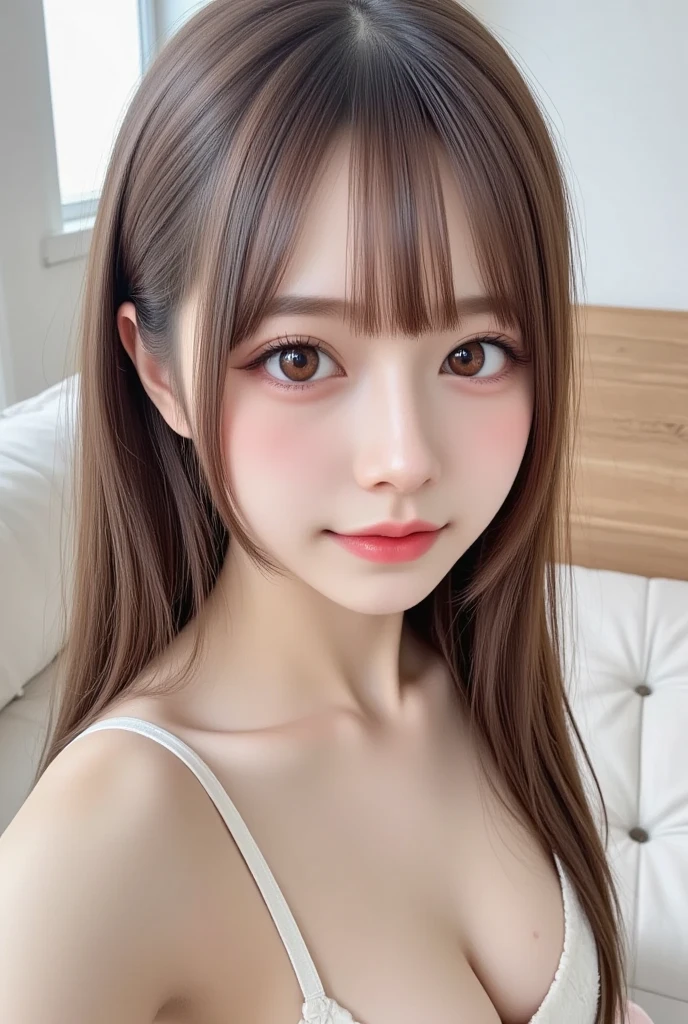 princess, (8k, RAW photo, best quality, masterpiece:1.2), ultra detailed, (realistic, photo realistic:1.37), high detail RAW color photo, an extremely delicate and beautiful, extremely detailed, Amazing, extremely detailed skin, slender face, slender body, (18 years old:1.2), cute girl, famous japanese idol, kawaii, fair skin, shiny skin, chin thin, smile, cute, young, extremely detailed nose, extremely detailed mouth, cute face, realistic face, (selfie:1.1), , big eyes , huge shy smile , Raise your arms ,random cute pose