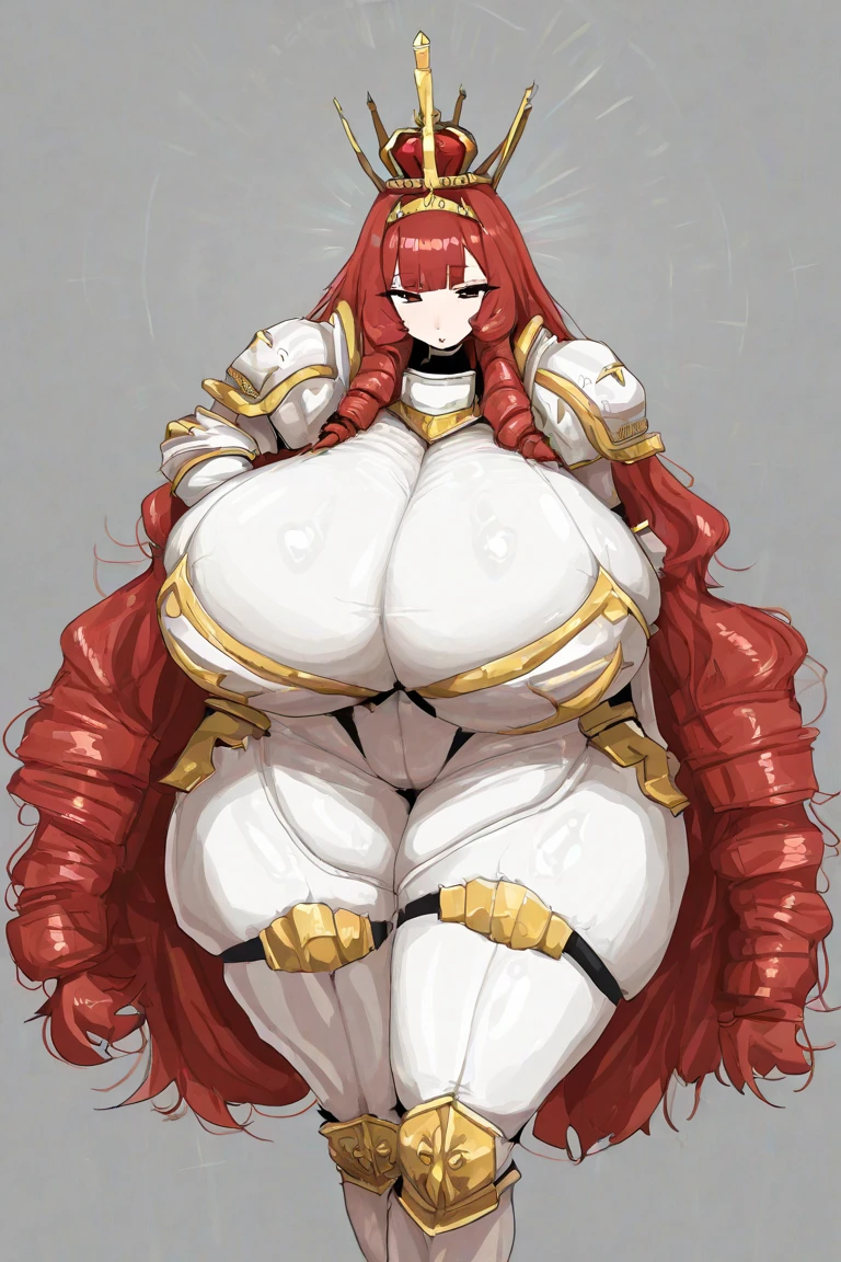 1girl, solo, masterpiece, best quality, detailed, narrow waist, wide hips, huge breasts, huge ass, (goddess), giantess, growth, evil smile,