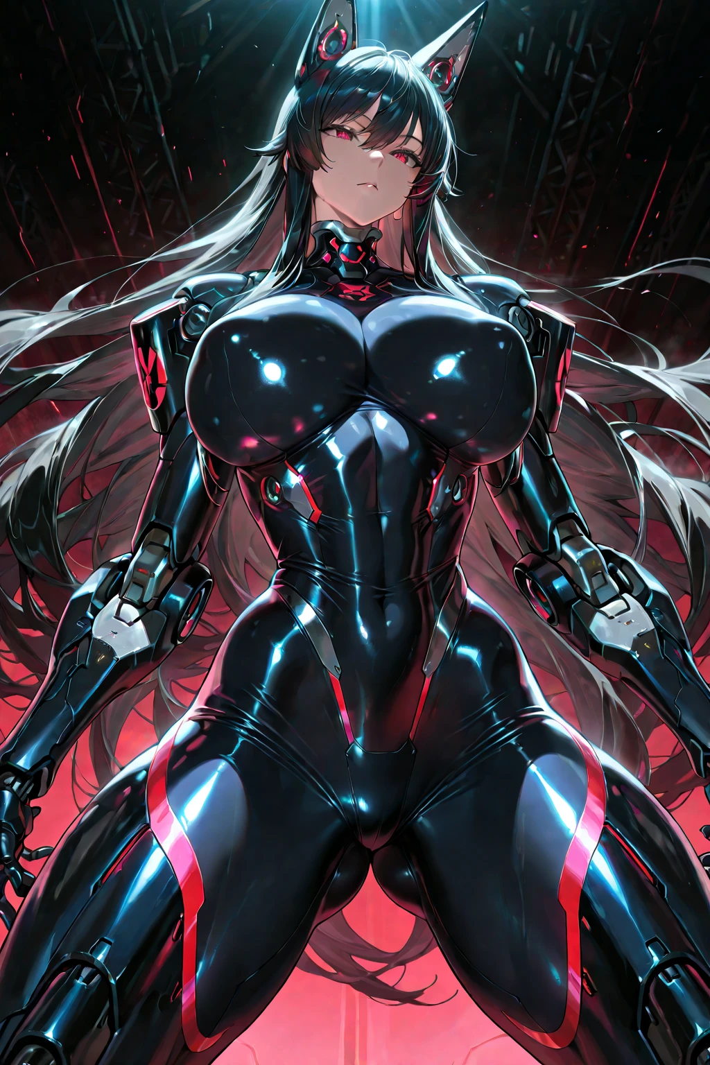 1 girl, al1, demon horns, black wings, feathered wings, low wings,(Overload),((huge breasts 1.5)), Shining crimson eyes,absurd, brainwashing,empty eyes, mind control device,((No expression,erasure of emotions)), (black nano suit) , full body figure,(standing in メカnical box:1.5), (highest quality、4k、8K、High resolution、must have:1.2)、Super detailed、(reality、reality的なです、reality的な:1.37)、ticker、hyper hd、studio lighting、ultra definition paint、sharp focus、Physically based rendering、extreme details、Professional specifications、vibrancy and color、blurry、sports portrait、landscape、horror style、anime big breasts、SF、photograph、concept artist、five fingers, perfect body, {{{masterpiece}}}, {{{highest quality}}}, {{Super detailed}}, {shape}, {{very delicate and beautiful}},Improved cost performance、all roles、Canon 5D MK4でphotograph、photograph,