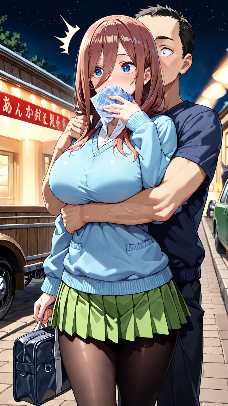 Big Breasts、Girl waiting for a bus at the bus stop、light rain、A boy is trying to undress a girl in a white gym uniform with erect nipples、A boy tries to lick a girl's navy blue bloomers, showing her slit.、barefoot、A boy in uniform with an erection、Three boys fondling a girl's breasts