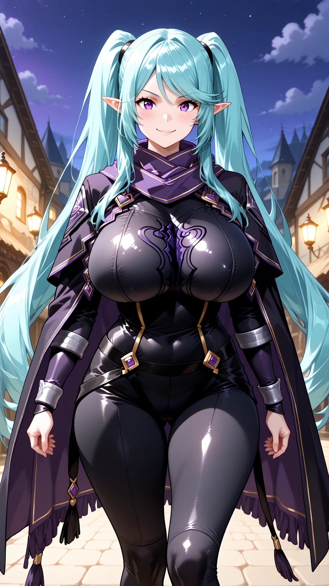 (masterpiece, best quality, high resolution, ((full body, standing,))((huge breasts)) a very powerful looking dark magic warrior, with a very powerful full body magic warrior armor, Magic Knight Rayearth style (( full body))