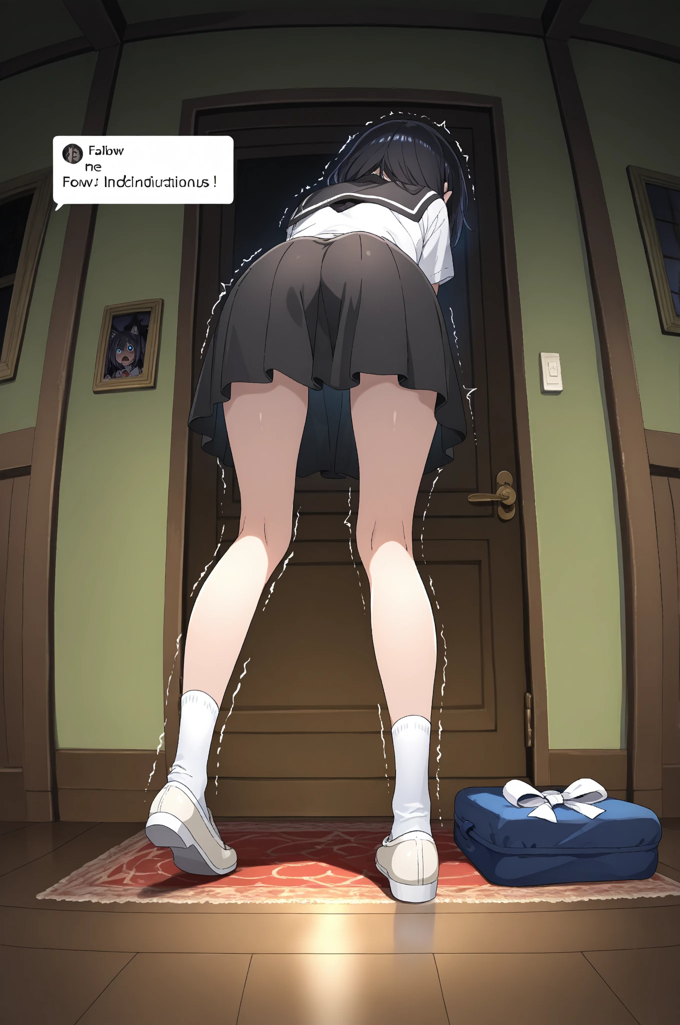 NSFW,Highest quality,4K,Full Color,((School corridor:1.4)),high school girl,(There are 10 female students:1.5),Not aware of this,Angle from the ground,Looking up angle,(Panty Shot:1.2),(Upskirt voyeur:1.2),(Going to school:1.2),(Ultra low angle:1.5)