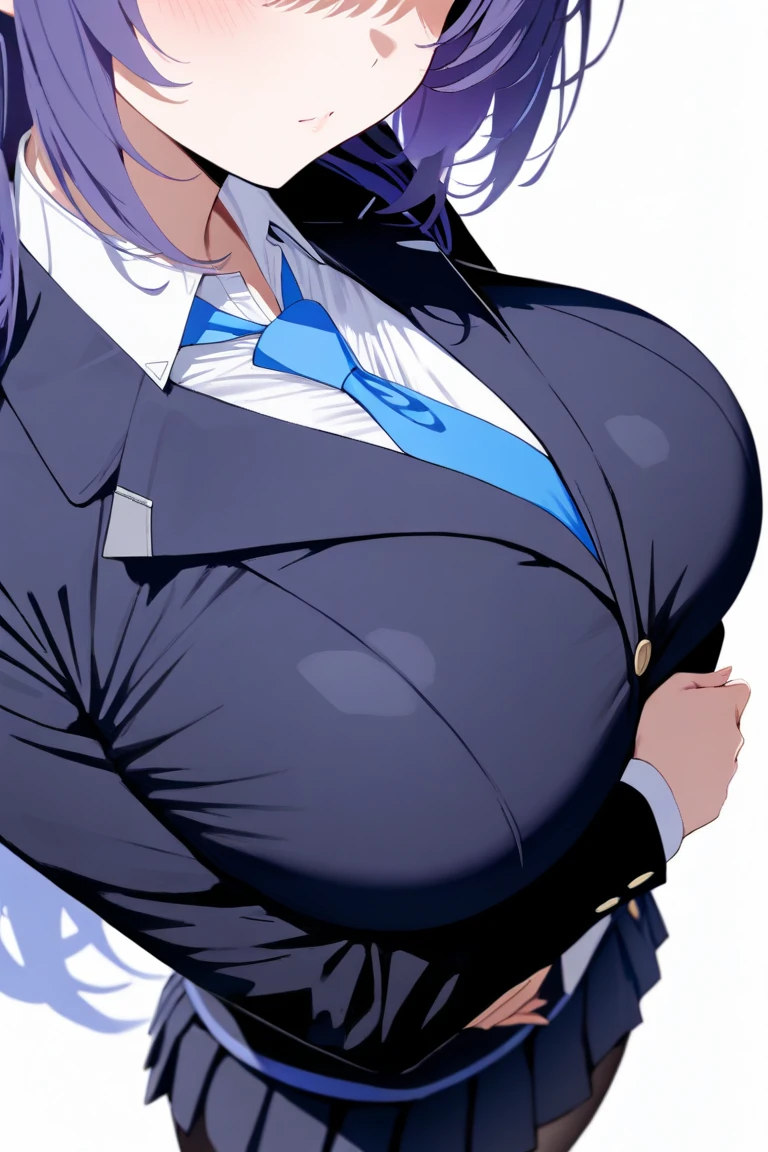(Highest quality),(masterpiece), 8k,Very detailed, Detailed light, Best Shadow,Detailed reflective eyes, Very detailedな顔,Shiny Hair,Big Breasts,charm,One person,woman,Gloss,Black Hair,Expressionless,Hollow Eyes,Condescending,Beautiful fingers,Beautiful Hands,whole body,Black Suit,black tights,Black-rimmed glasses,OL,office lady,Purple eyes,thick eyebrows,Cool,Open chest,Too eyebrows,Glossの無い目,