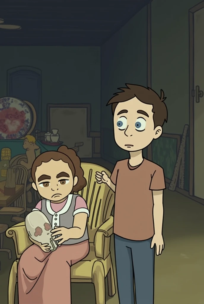 1 boy sit on the bed and watching the TV shows name is doreamon and nobita, the boy name is yogesh write the t shirt back side, background image is monalisa painting 2d cartoon