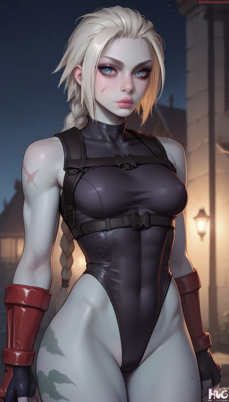 masterpiece, Portrait of a girl, emphasis on the face, Best quality, Super detailed, illustration, beautiful detailed eyes, full length, ((distant view, wide angle 1.31)), On the outside, young woman, Harley Quinn, intricate design, complex shaped lace tights, two hair tails (blue and red tail), sexual, Face to face, split, full length (full body 1.1.), very feminine, fighting stance, (masterpiece), magic photography, Spectacular lighting, Photorealism, ultra detailed, intimate portrait composition, 1. 4,8 k UHD, aesthetic, Cd., A high resolution, 8 k, better lighting, Best shade, Ultra-HD, A high resolution, sharp focus, Complex background, Cinematic lighting, ((Landscape view)), 4K block, (better lighting), ((Cinematic lighting)),