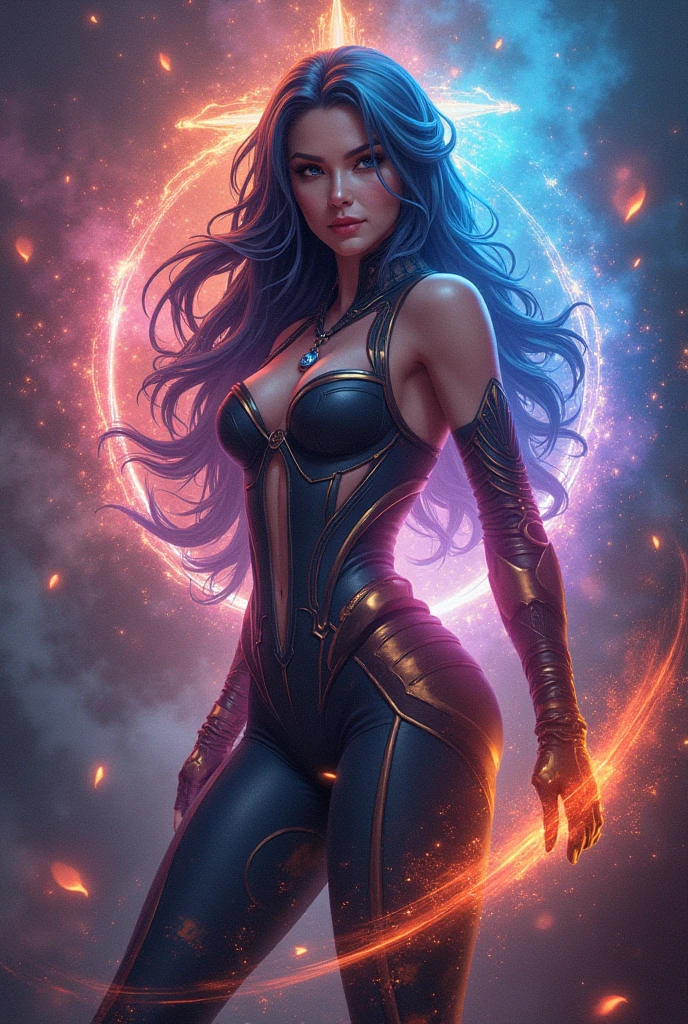 high contrast,  swirling light, (dark:1.2), deep shadow, darkness, realistic, closeup,

([Nina Dobrev|Adriana Lima]), 1girl, solo, red hair, sharp face, long hair, flowing hair, blue eyes, dynamic angle, full body, thicc,
magic circle, dark fantasy,

masterpiece, best quality, ultra-detailed, best shadow, BREAK,

[(colorful explosion psychedelic paint colors:1.2)::0.20],
thepit bimpo, sexy, glossy, armor,

hyper realistic, alive,
cinematic light, colorful, hyper detail, dramatic light, intricate details, pain splatter, depth of field, fire particles, broken glass, (sweltering:0.7),