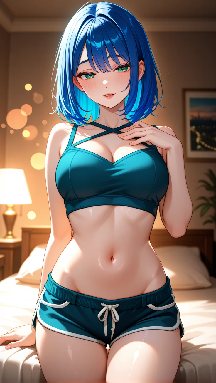 creates an anime girl lifting her skirt in white underwear 25 years old in a luxurious room landscape
