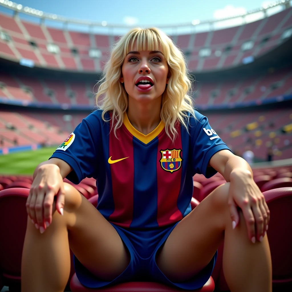 (Masterpiece), 8k, 16k, uhd, (best quality), (fantasy photography, epic imagination), ((no nudity)), Norge girl on the Chelsea football pitch, holding a football with her hands, tender, movie scene, Spanish national football team uniform, high-waisted sports shorts with transparencies, Brazilian national football team uniform, blonde woman, red-haired woman, (ideal human proportions)