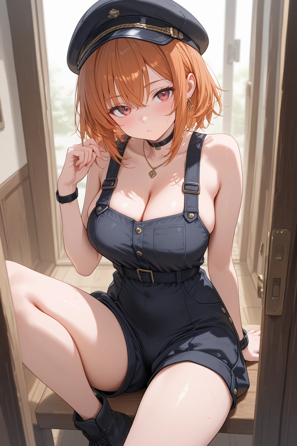 ((masterpiece)), (best quality),, official art, extremely detailed CG unity 8k wallpaper, highly detailed, shiny skin, Depth of field, vivid color,, 1girl, (curvy:1.0), (full body:0.8), girl wearing dungarees, sexy , portrait sophie mudd, casual pose, gorgeous young model, cute young woman, a beautiful -aged girl, very pretty model, young , cute young girl, beautiful young girl, beautiful model, shorter red hair, light hair, shiny hair, young and cute girl, girl, Cow Girl, Cow girl from Goblin slayer anime, Goblin Slayer anime, anime, looking at me, wild pose, sexy pose