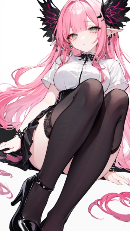 Surrealist girls,18-year-old girl,fox ear,Nine big furry tails,Pink Long Hair, no panties,The girl smiled,Bai Zhe's delicate skin,broad chest,No shoes,Lie down in bed,Bare thighig pink eyes,no miniskirt