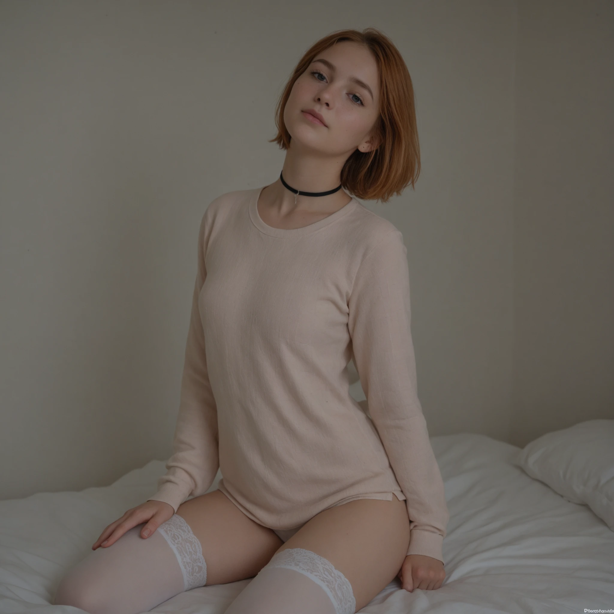 45yo busty Claire Danes. (Dark red hair) (short hair)  (My so-called life),  sexy, (long wool socks), (red socks),  older, (white shirt)
