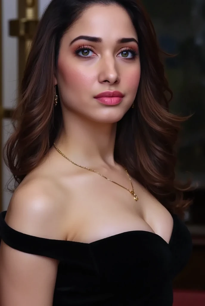 Lebanese lady, diamond dangling earrings, necklace, bracelets, small breasts, 40 years old, smokey eyes, cleavages, lace cyan bra, red lips,