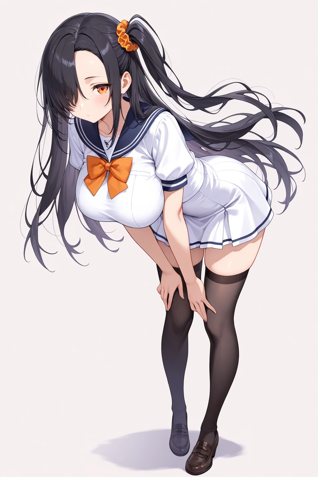 One Woman、beautiful girl、after school、evening、high school girl、Academy、Schoolyard、A large number of students、Blazer uniform、Pleated skirt、Black Pantyhose、Long Hair、Highest quality,  Thick thighs、Big 、Big Ass、Black Hair、panties、Yoga poses