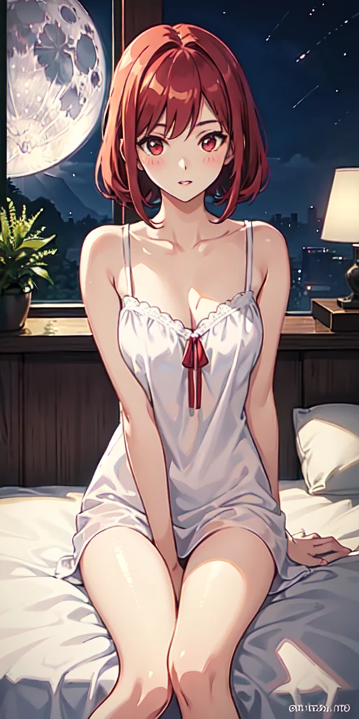 (masterpiece, best quality, high quality:1.4), Professional artwork, Desktop Wallpapers, Intricate details, Field of view, Clear focus, Detailed, Realistic lighting, Popular topics on pixiv, 1 Girl, (vivid lights, Vibrant colors:1.05), Realistic shadows, ambient occlusion, Marie Mamiya, Mature female, milf, Solitary, (Curvy beauty:1.1), VIP room, ((full-body shot:1.1)), Seek attention, (Red hair:1.05), Hair accessories, Lipstick, cosmetic, (Moles under the eyes:0.9), Necklace, Ultra-fine hair, Super detailed face, (Glowing eyes:1.05), Perfect eyes, Perfect face, perfect retina, earrings, (Attractive appearance, blush:1.15), Happy, Smile, (School_:1.4), Necklace, necklace, nail, Perfectly drawn, no blurs (Large Breasts:1.15)((Cleavage))((Cleavage))bedroom, Perfect eyes, Charming eyes, Looking at the audience, Open your legs, Reach your hand into your pants, Insert your finger into ((Miss&#39;Express, Close your eyes，Gasping, A face makes a sad sound, Ecstatic face, facing edge)), From below