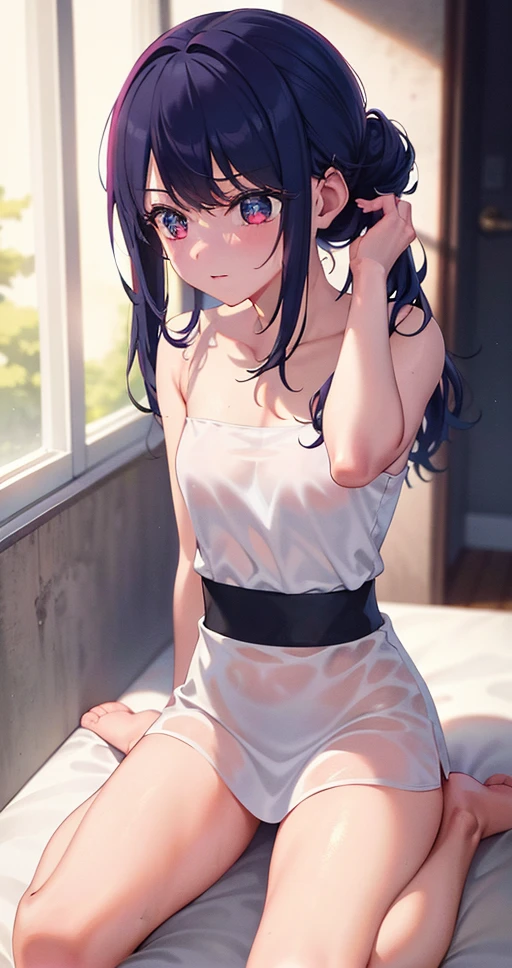(best quality,4k,8k,highres,masterpiece:1.2),ultra-detailed,strong line,beautiful detailed eyes,Highly detailed eyes and face,Impasto,Oil Painting,strong lineart,wet skin,Realistic,shiny skin,ink drawing,anime,バレーボール、on bed、