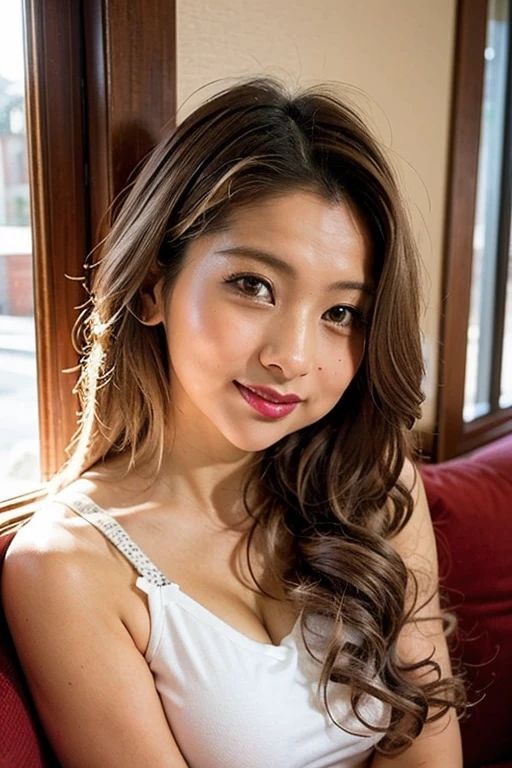 portrait photo of elizaiquyen sitting across from me at a fancy dinner in a beautiful dress, full makeup