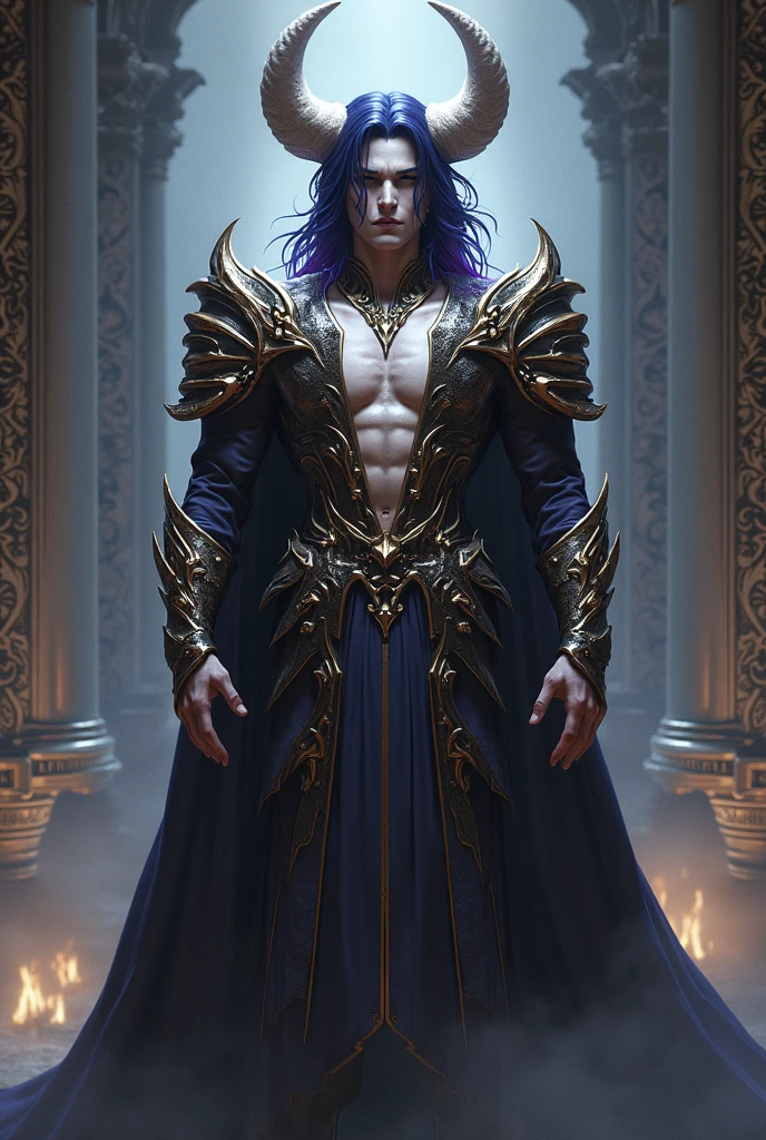 White-skinned man with black hair, tall, muscular and with an aura of mystery (He is a prince)