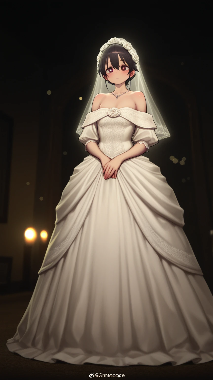 bride、Wedding Style、wedding style photos、Luxury dresses、church、Light clothing、Formal Wear、night scene、illumination、Blue eyes、bionde、short hair、Hair tied up、Full body photo、Sexy Face、short hair、 Complete look、(((masterpiece)))、((Highest quality))、((超Realistic))、Mature woman、Mature woman、perspective、Very detailed、The perfect temptation、Best image quality、Fine-grained image quality、beautiful、Europe, woman, French, woman Italian, Italian, smile、Blue eyes、jewelry, Blue eyes, Realistic, High resolution, Glowing Skin, (Detailed face),jewelry, , night, bionde, Wavy Hair,Attractive appearance, smile,