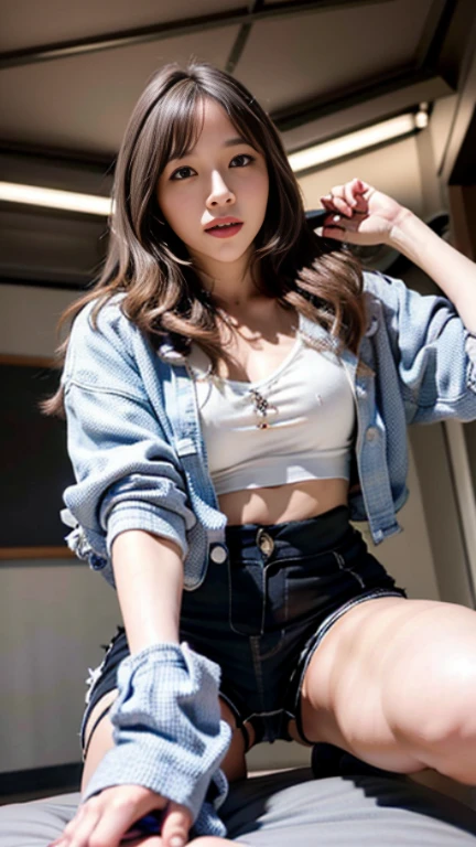 masterpiece、highest quality、High resolution、photorealistic、High resolution、Raw photo、 Bare Skin, Athletic Well Toned Body, slender hot body, Elegant Form, tan Skin, working at a field outside, overalls, Beautiful Face, Octane Render, Digital Art, Extreme Detail, 4k, Ultra Hd, Polished, Beautiful, Hyperdetailed, Intricate, Elaborate, Meticulous, Photorealistic, Sharp Focus, Wlop, Character Design, Unreal Engine, 3d Rendered, Volumetric Lighting, Reflections, Glossy, Digital Illustration, Sensual Pose, Suggestive Pose, Lewd, Full Body Shot, anatomically correct、((1girl、A woman wearing a hoodie, ripped jeans and sneakers is sitting on the ground、Colorful and vibrant graffiti in the background、detailed face and eyes、beautiful face、ponytail、shiny skin、realistic skin texture、shine of necklace、dynamic pose、look at the audience、 big breasts、big ass))、