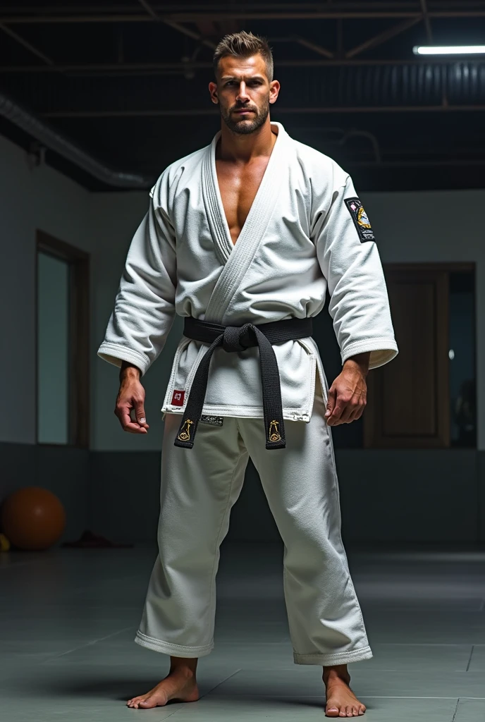 A white belt jiu-jitsu fighter