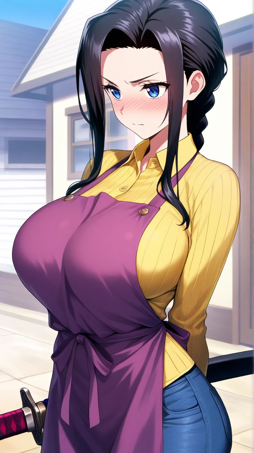 Masterpiece, Best Quality:1.2), 1 girl, Alone,standing_to divide, Mikan Yuuki, Brown eyes, Brown hair, hair ornament,wide,green plaid skirt, Sainan High , , White shirt, yellow sweater vest,no panties no underwear
(her breasts are visible through her clothes) big thighs