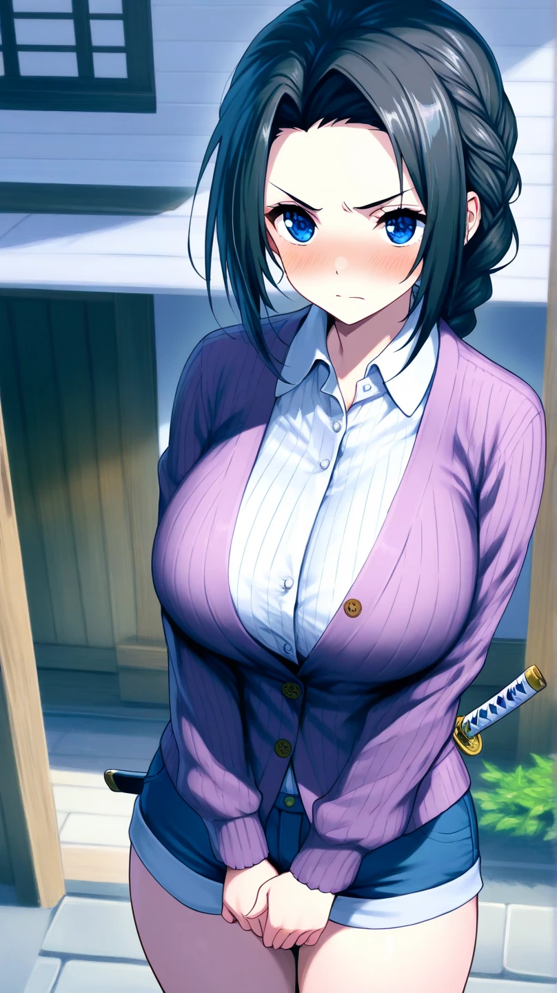Anime style, Painting, absurderes、perfect anatomia、Misako Amamiya、long hair, bra very、Bra visible from clotheraline、breastsout、long hair, Classroom、cleavage of the breast、鎖骨、desk、From above、big breasts, on desk, pleatedskirt, School Desk, student clothes, see -through, The shirt, sitting on, Sitting on a desk, skirt by the, 独奏, thighs thighs thighs thighs, red blush, ssmile