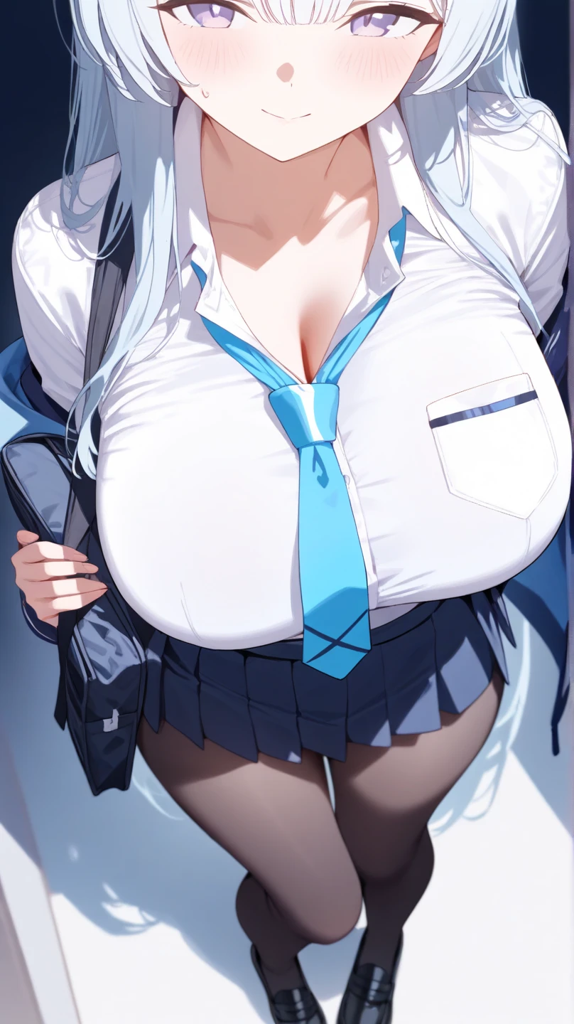 blue eyes, smile, open mouth, one eye closed