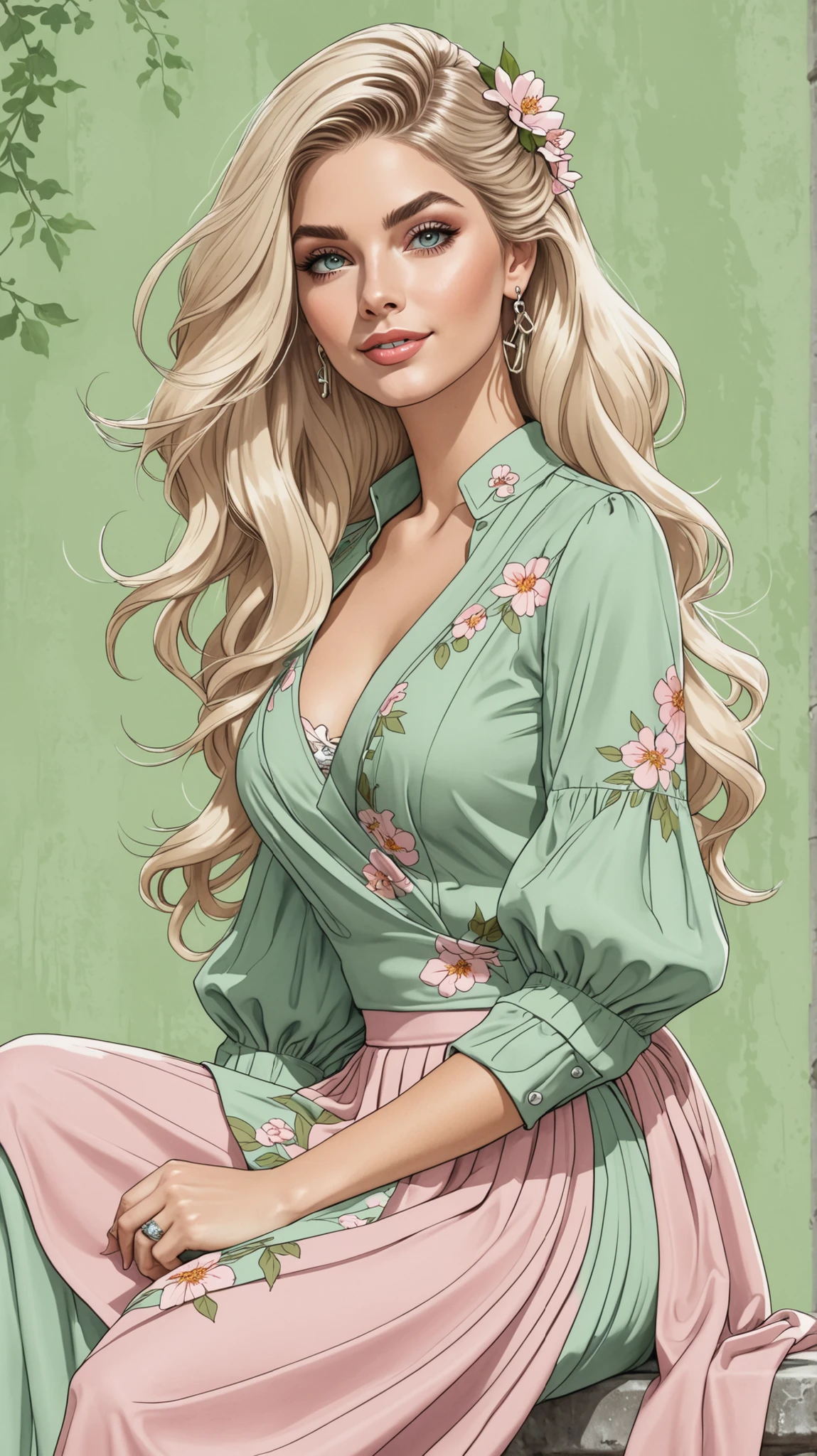 Beautiful blonde woman, short curly hair, flowers in hair, huge breasts, curvy figure, wide hips, being held down by two muscular men, rough sex, bedroom, passion, love, sex, high detail, sexual faces, men grabbing her breasts, pleasure, having sex, nudity, , men with large penises, rape, powerless woman