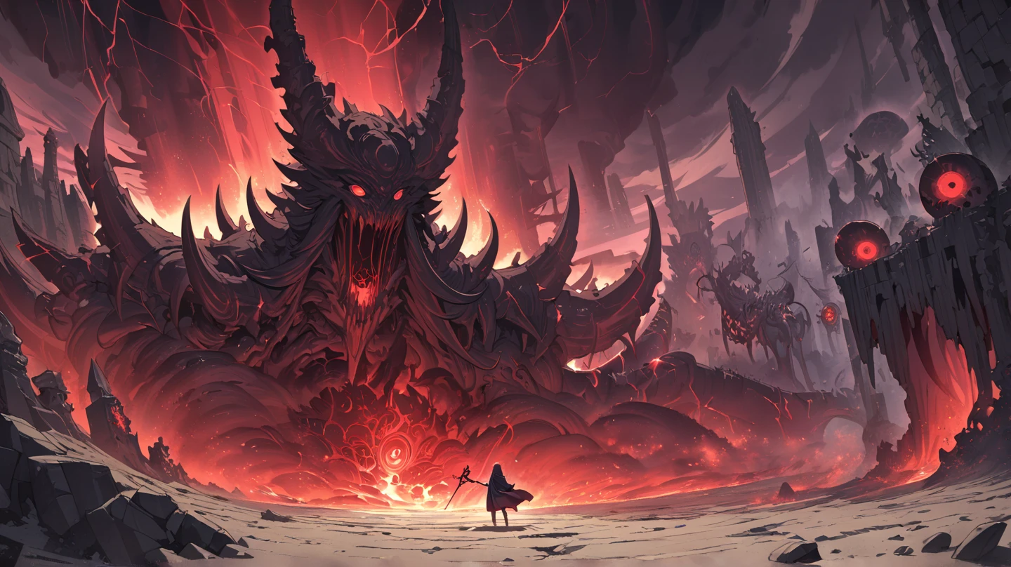 "Marvel at the unparalleled quality and detail of this stunning panoramic view of Dante's inferno! Behold the infernal circle full of diabolical constructions, smoldering with fire, smoke and ashes, with the immense image of a ruling demon looming in the sky. Explore the depths of hell like never before with this masterpiece featuring Satan himself! All rendered in jaw-dropping 4K HDR image quality."