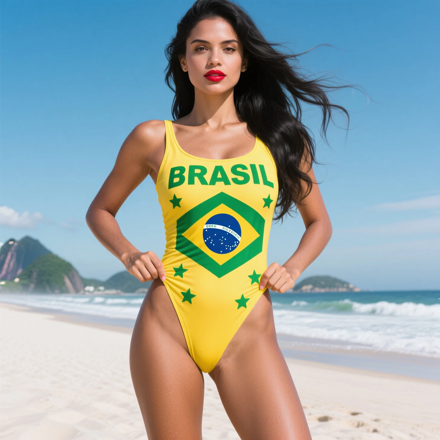 (masterpiece, best quality:1.2), 1girl, solo, gabriela rocha, sexy blond girl, big boobs, bikini, on the beach