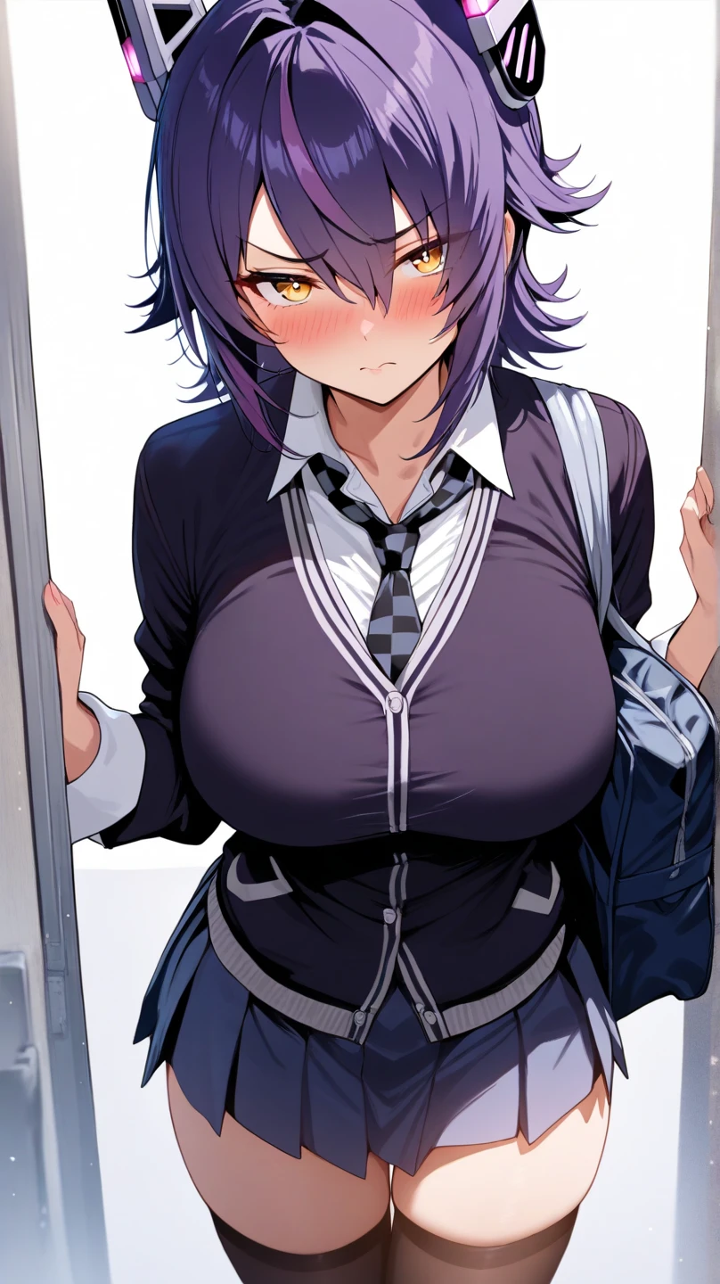 1girl, girl penis genitalia, white socks, no shoes, hips posing, fetish, [ Gargantuous horsecock genitalia ]!!, standing at doorframe for a seductive pose, Futanari!!!!, exhilarating pov bulge, thicc thighs, [ k digital art ], anime artstyle, bright sun, oily shiny skin, short hair, succulent school uniform dickgirl figure, enhanced view dickgirl urethral penis gland, a fit seductive horny dickgirl, [ the towering penis underskirt in a dazed erection onto precumming ] , navel, underboobs, large veiny secreting penis seen through bulge erection, expressive eyes, perfect face, masterpiece, ultra details, hdr, best quality