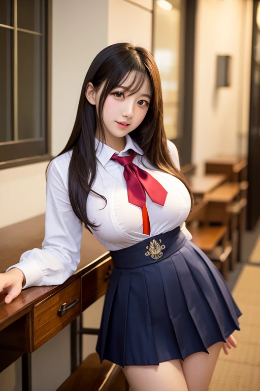(Many female students:1.5), 16 years old, Grin, Low length, Japanese, ((Short sleeve white collar shirt:1.5,Navy blue checked mini skirt:1.5,Red checkered bow tie on chest)), (Big Ass:1.5), (Super huge boobs:1.5), Huge breasts, bulging udder, (Chubby:1.2), Glowing Skin, Baby Face, ???? Pose, Full body portrait, In the women&#39;s car on a crowded train:1.1,