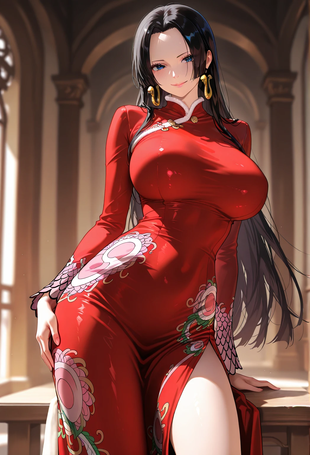 Under the bright spring sunshine,Dressed goddess in gorgeous Chinese costumes,Standing quietly in the sea of mountains, rivers and flowers。her face is beautiful,like orchids in the valley,Fairy overflow。Wearing a lilac silk dress,With a flick,It gives a dreamlike feeling。
Her hair is curled,Embellished with gold and jade hairpins,。The tassel on the forehead sparkles in the sun,It further highlights her noble temperament。Her eyes are like clear lake water,It's worth it。
The surrounding sea of flowers is like a huge picture scroll,lush peonies、Delicate lily、The scent of jasmine flowers intertwined,Colorful ocean formation。The fragrance of flowers fills the air,intoxicating。The goddess stands quietly in the sea of flowers,It's like I'm one with these flowers,Like a perfect landscape painting。
The sun shines on her face through the gaps in the leaves,It's like giving her a soft glow。A fresh breeze blew through,Her long skirt flutters in the wind,Just like a fairy beneath mortals。Butterflies dancing among flowers,It's like I'm performing a beautiful dance for her。
The whole scene is breathtakingly beautiful,Like a paradise on earth。The goddess in Hanfu stands in the sea of landscapes and flowers,Gives people a feeling of traveling through time and space,Let people immerse themselves in this beautiful picture。full-body shot片,Stand up,Jade Foot,High heel,Large bust,Cleavage,full-body shot