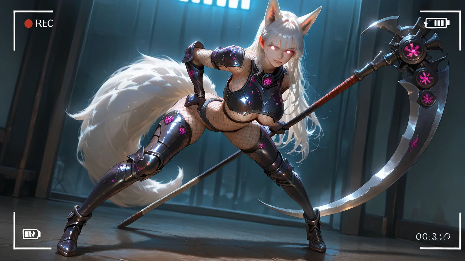 female body wolf, purple fur, long silver claws, arms outstretched, stand-up --auto --s2