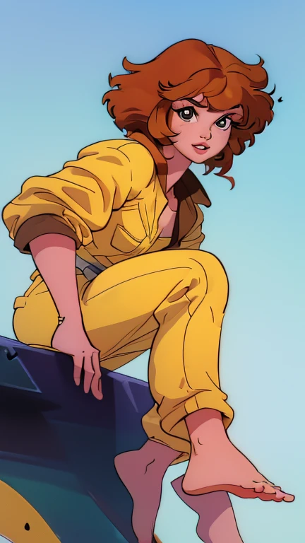 score_9,score_8_up,score_7_up BREAK April80,1girl,short hair,black eyes,brown hair,cleavage,belt,white belt,wristwatch,jumpsuit,cowboy shot