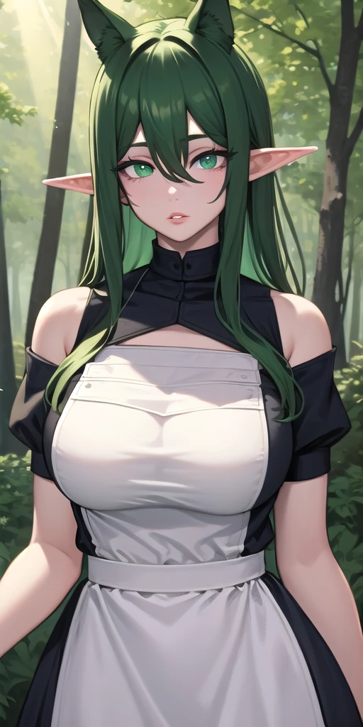 Real Human，Lori huge breasts cleavage，dual horsetail，Low-cut clothing，Long tube black silk，jk