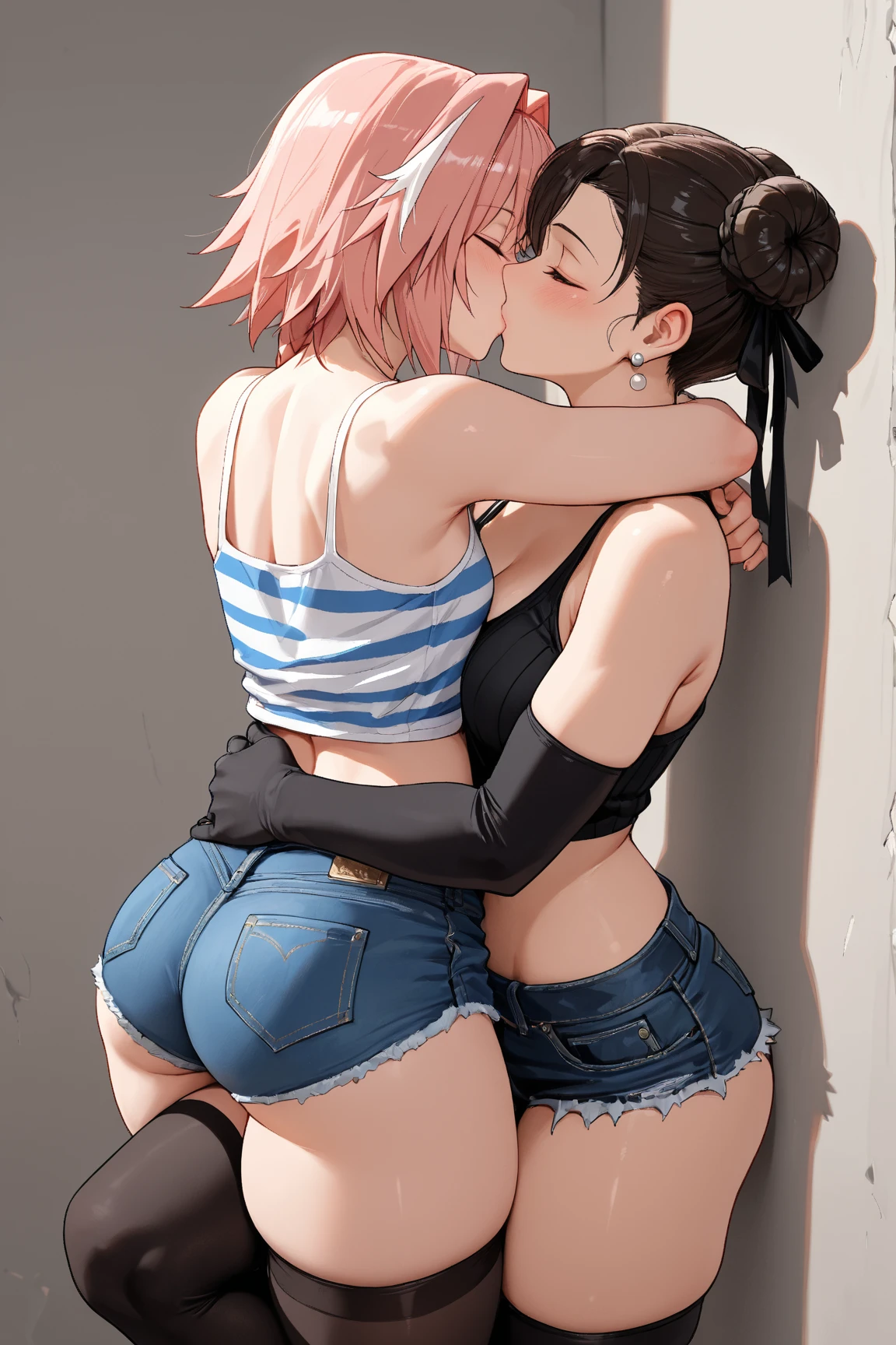 2 girls grabbing ass, fluffly
