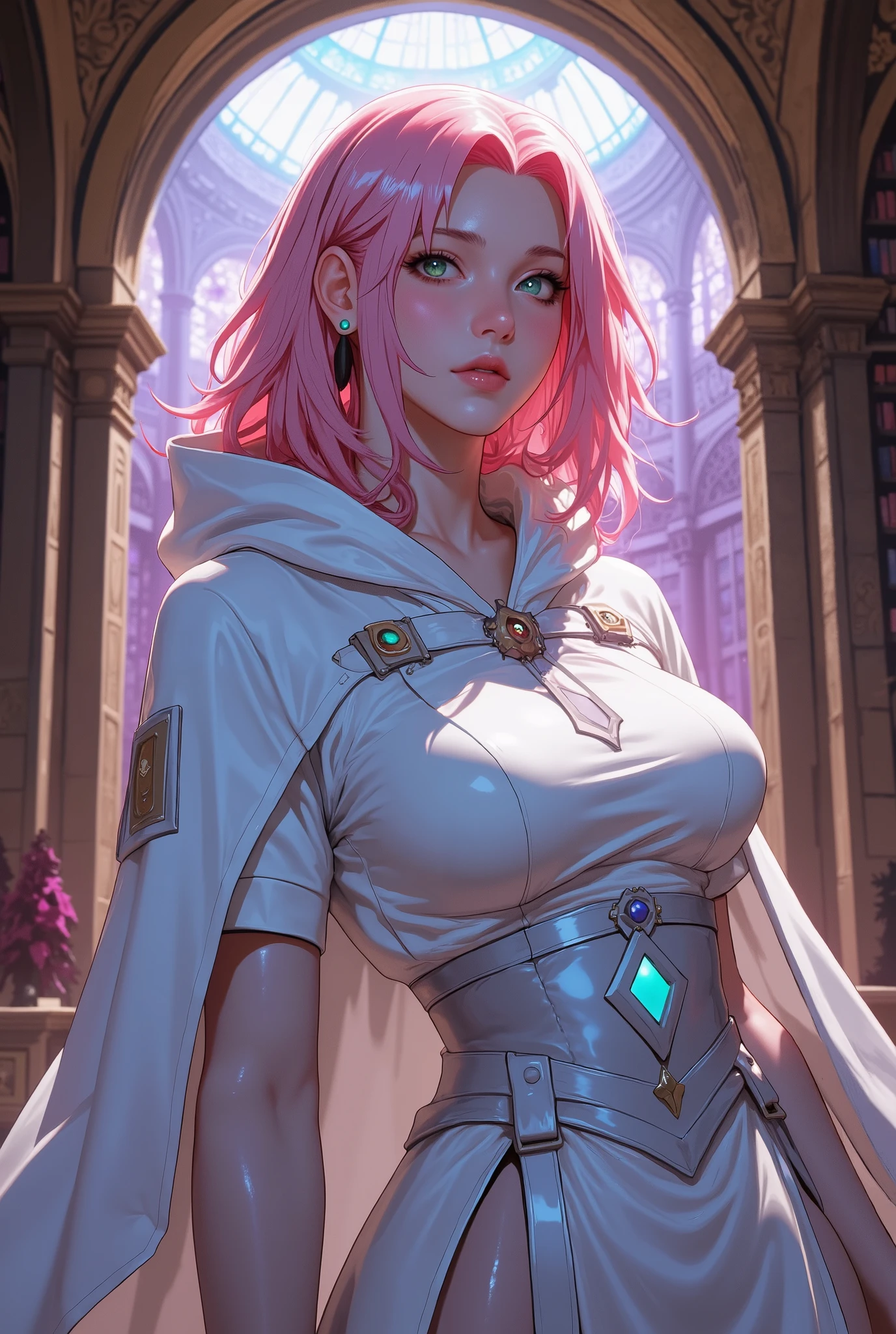 Bust ((half body)) hyperrealistic masterpiece, Superheroine girl ((in Elden Ring style)) in extremely detailed tech tight plugsuit ((with scarf & white cape)), cinematic illumination: Ultra HD